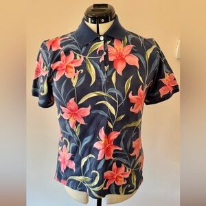 Caribbean Joe Navy Floral Button-Down Shirt – Women’s Medium